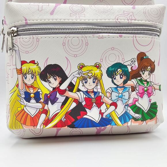 Sailor Moon Pink Icons White Mini Backpack Bag New - Picture 5 of 5